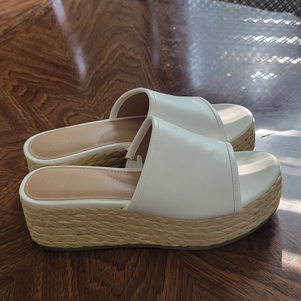 Women's White Platform Wedge Sandals